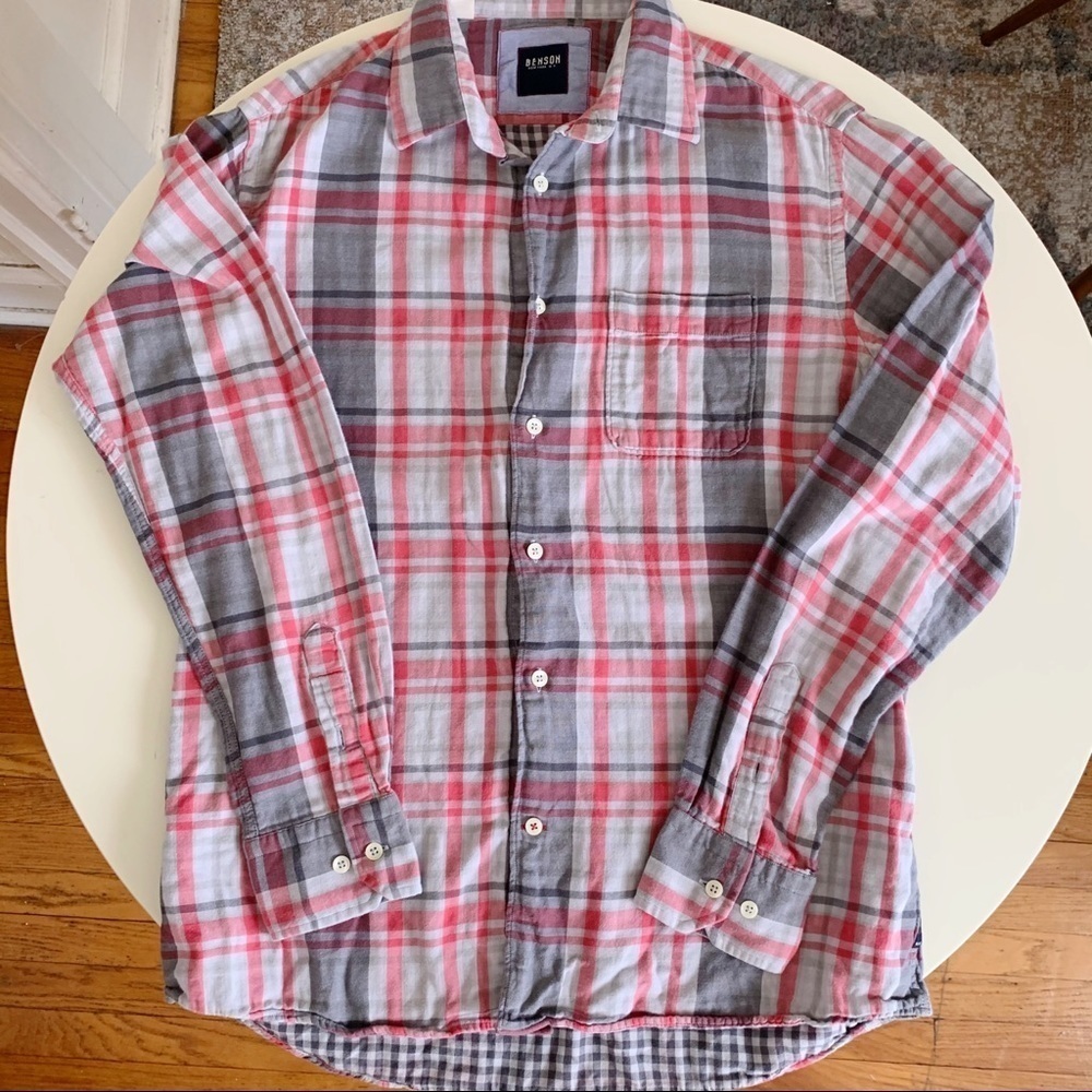 Benson Nyc Soft Cotton Plaid Flannel Shirt Men’s Size Large Lightweight
